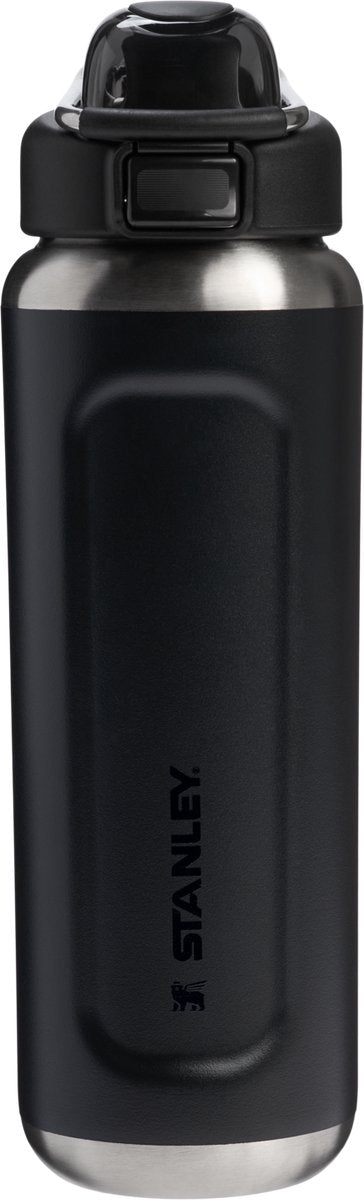Stanley twist flip 2.0 vandflaske med drejelåg med fjeder 0,47l - 10 timer kold - 2 dage kold med is - drikkedunk i rustfrit stål - BPA fri - lækagesikker - tåler opvaskemaskine - sort