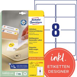 Merkloos sans marque herkleefbare etiketten avery l4745-25 wit