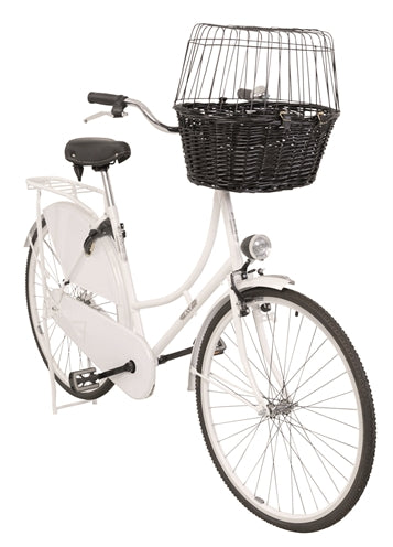 Trixie willow front cykelkurv sort med hynde og hætte