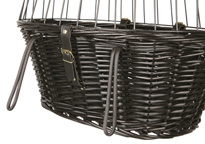 Trixie willow front cykelkurv sort med hynde og hætte