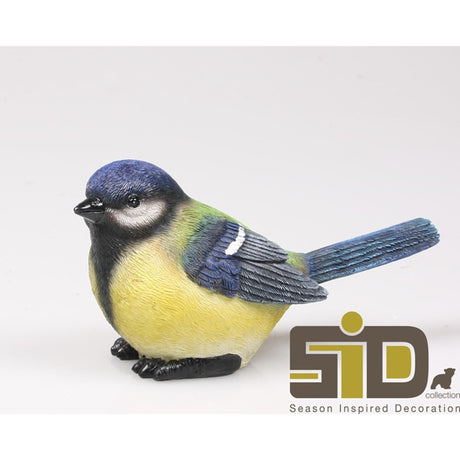Årstidsinspireret dekorationsfuglestatue talgmejse m 15,5x6,5x8,5cm