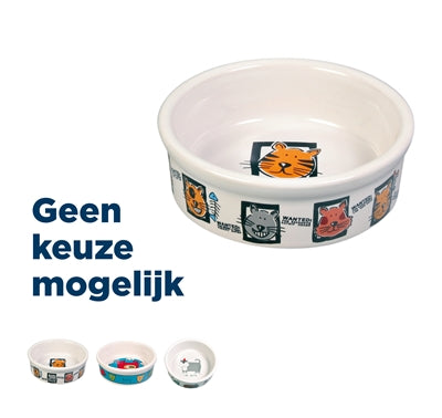Trixie keramisk kattefoderskål med diverse print