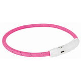Trixie lysende hundehalsbånd flash USB TPU nylon pink
