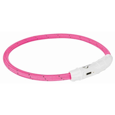 Trixie lysende hundehalsbånd flash USB TPU nylon pink