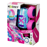Exost rc 360 cross flash stunt bil pink 1:18 - blinkende hjul - inkl. genopladeligt batteri - rc bil
