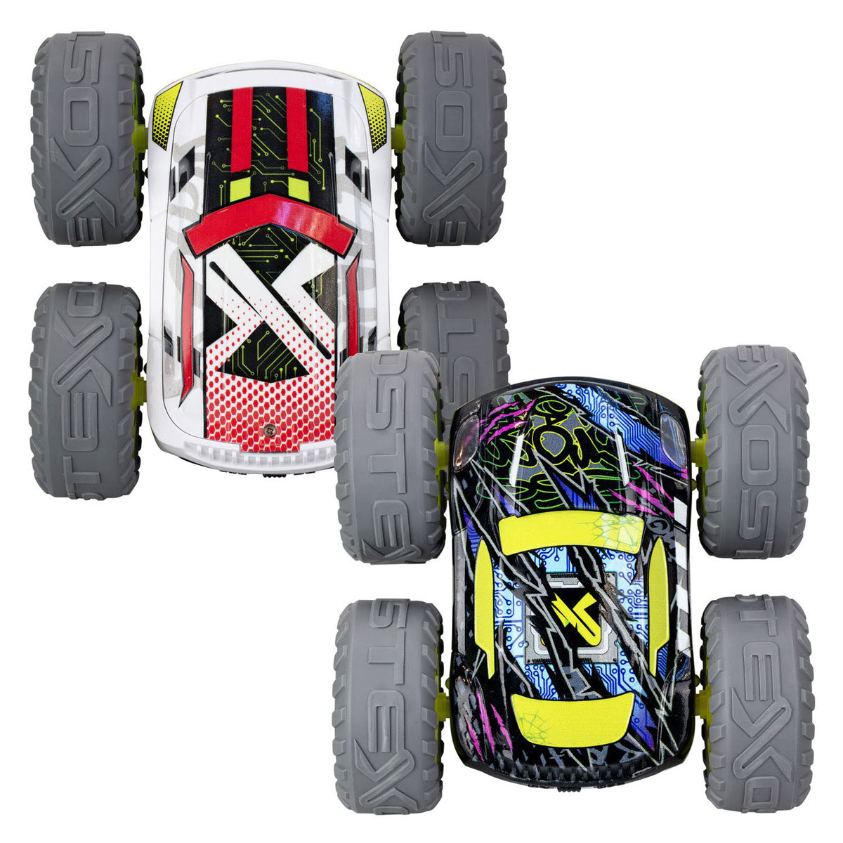 Exost rc 360 cross flash stuntbil grøn 1:18 - blinkende hjul - inkl. genopladeligt batteri - rc bil