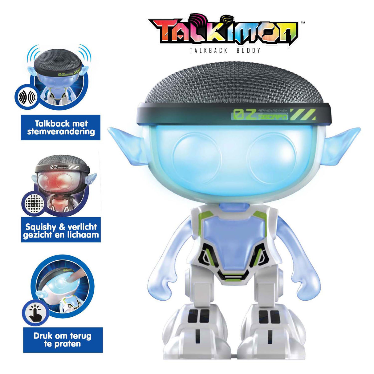Sølvbelyst talkimon-talende robot
