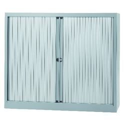 Rulledørsskab svejset lavt stål plast 120x43x103cm sølv
