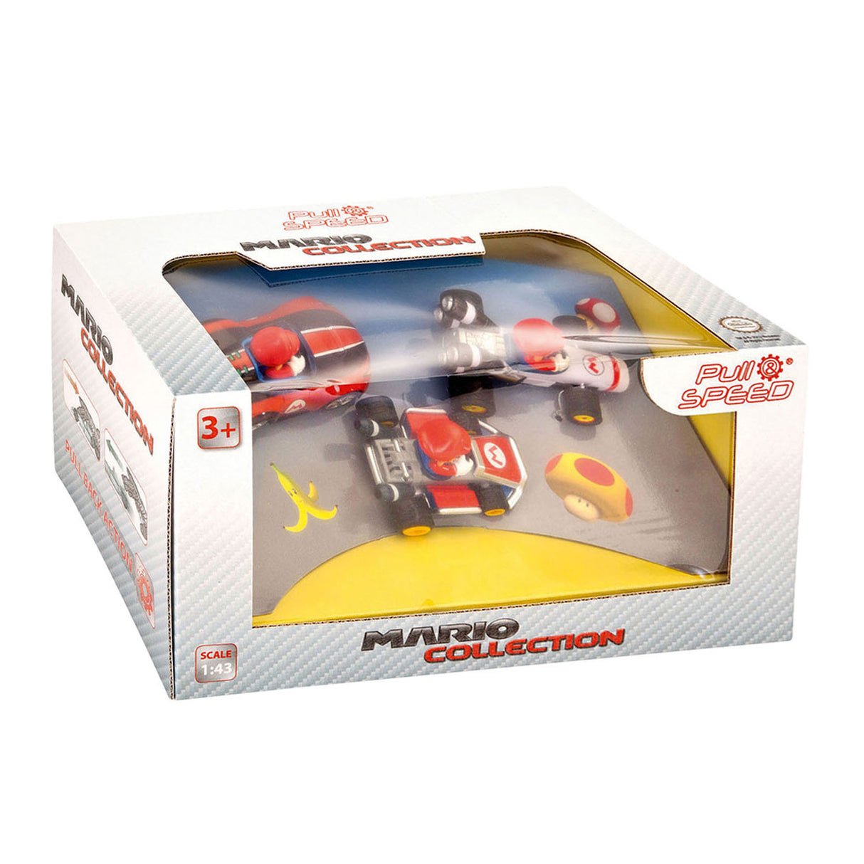 Carrera super mario pull back racerbiler, 3 stk.