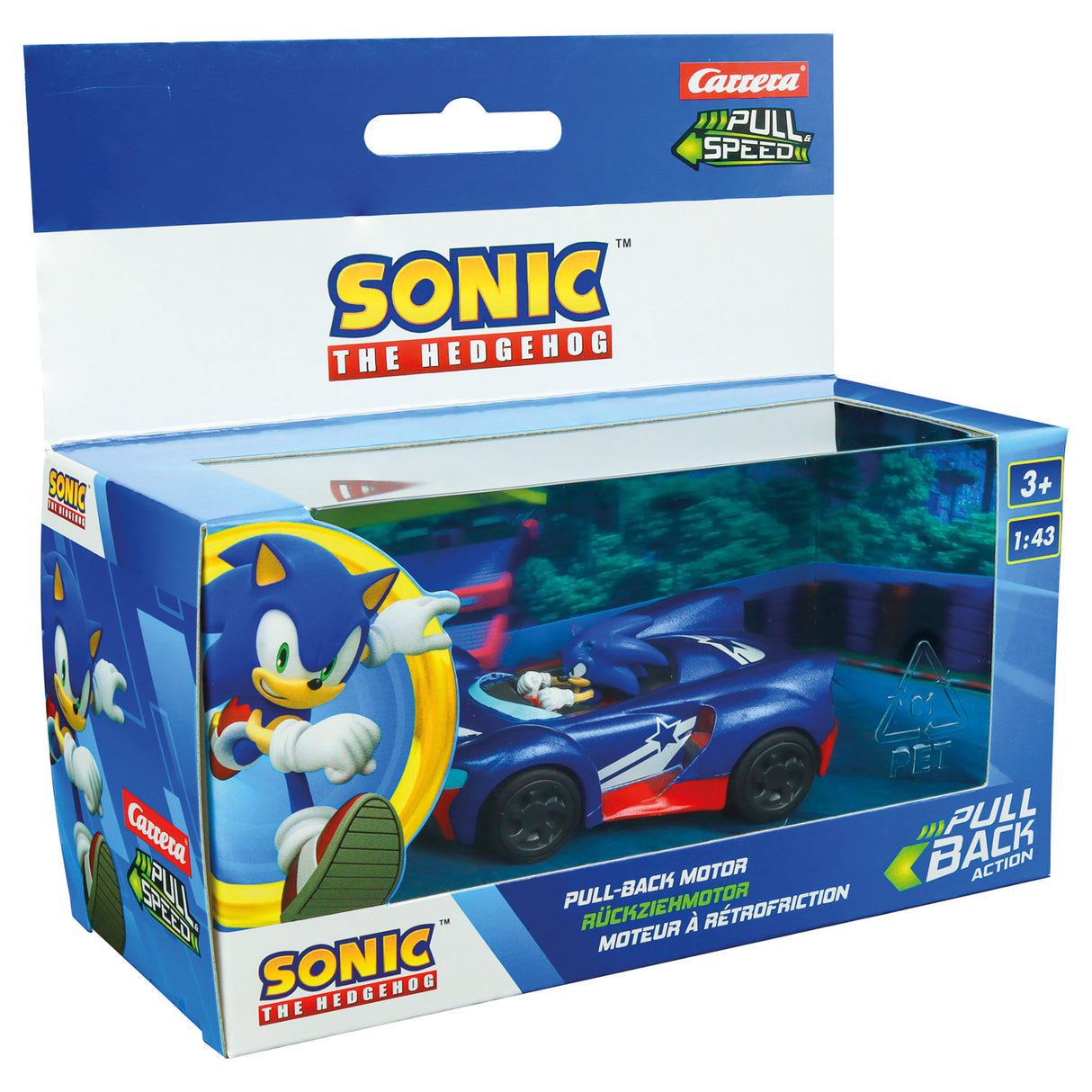 Carrera pull back bilteam sonic racing - blå