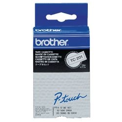 Brother lamineret tape til etikettemaskiner tc-201 12 mm x 7,7 m hvid sort