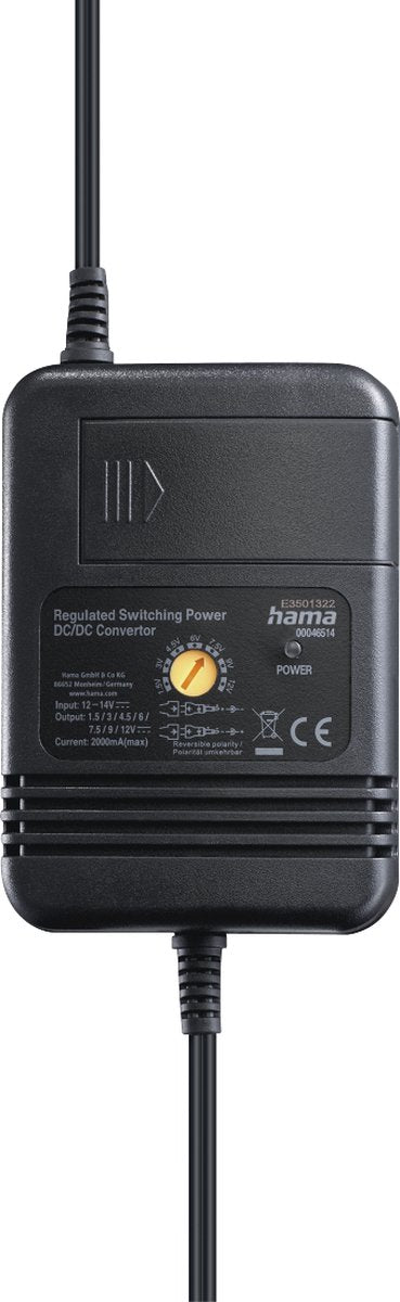Hama strømadapter til bil justerbar 2000ma 24w max. 12v st. 8 adaptere