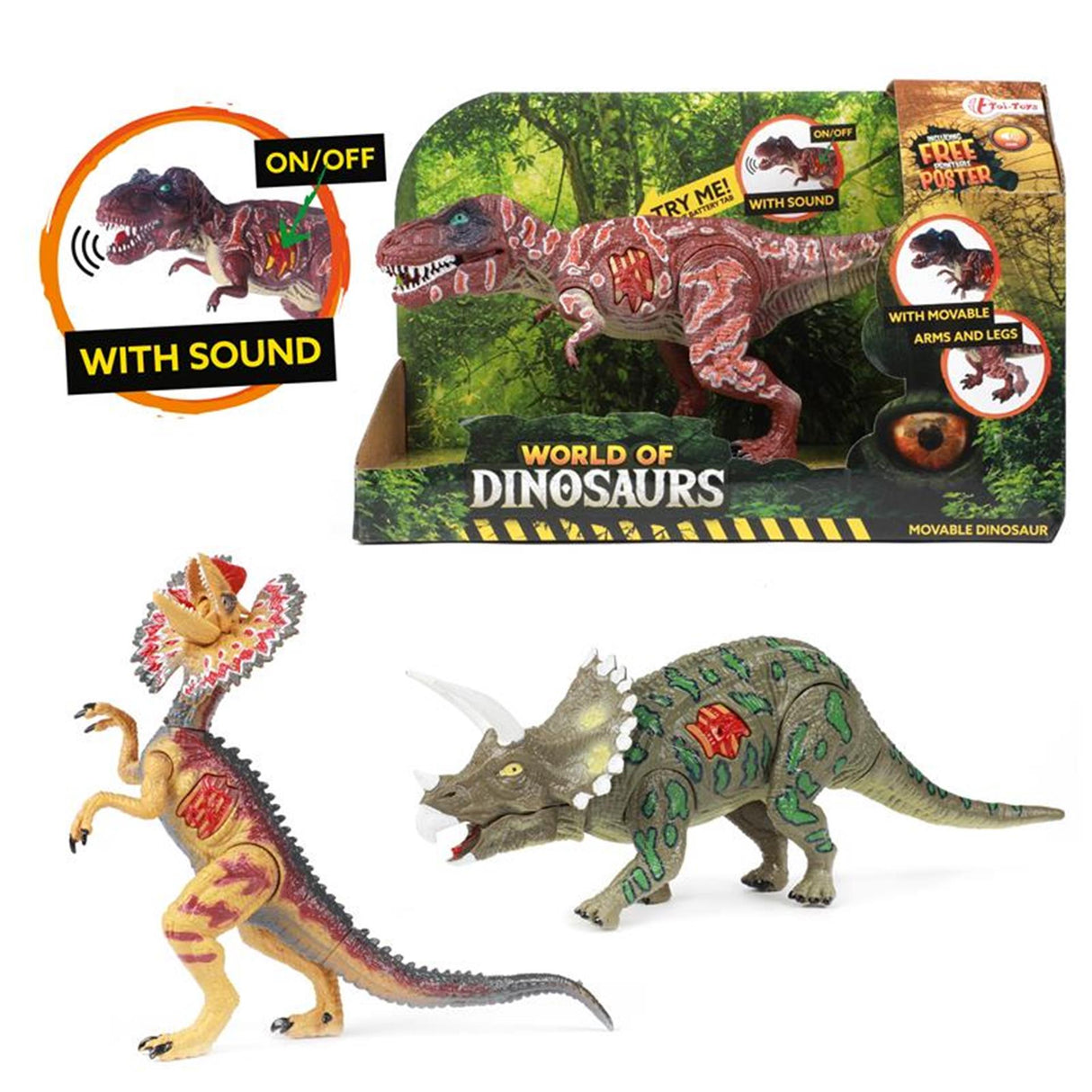 Toi-legetøj toi-legetøj dinosaurernes verden bevægelig dino med lyd