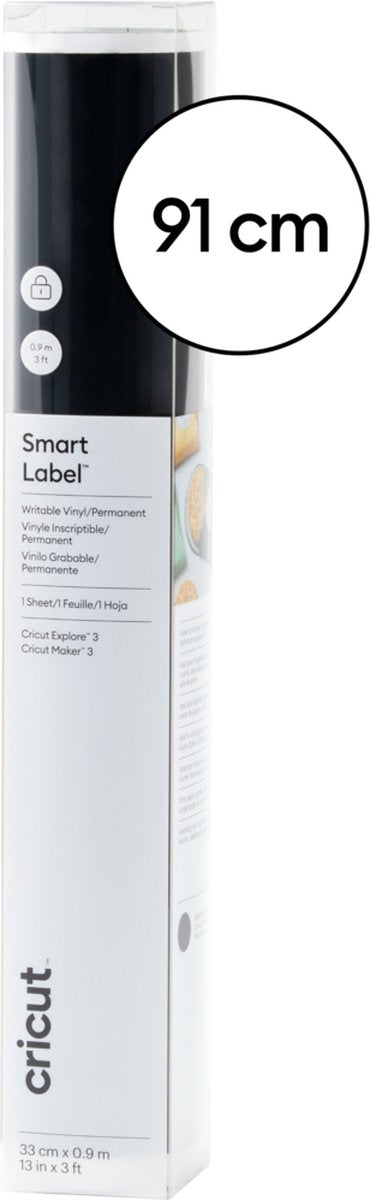 Cricut • smart label permanent skrivbar vinyl 91x33cm sort