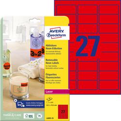 Etiketter avery rød 675 stk