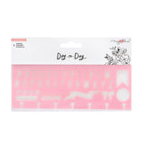 Kassepapir • Dag-til-dag disk planner stencil alfabet