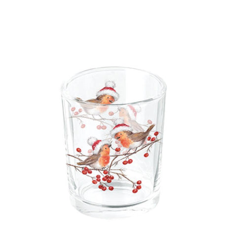 Ambiente theelichthouder christmas robins white