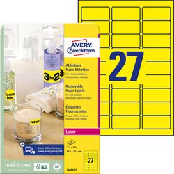 Merkloos sans marque etiketten avery 63,5x29,6 geel pak 675 stuks