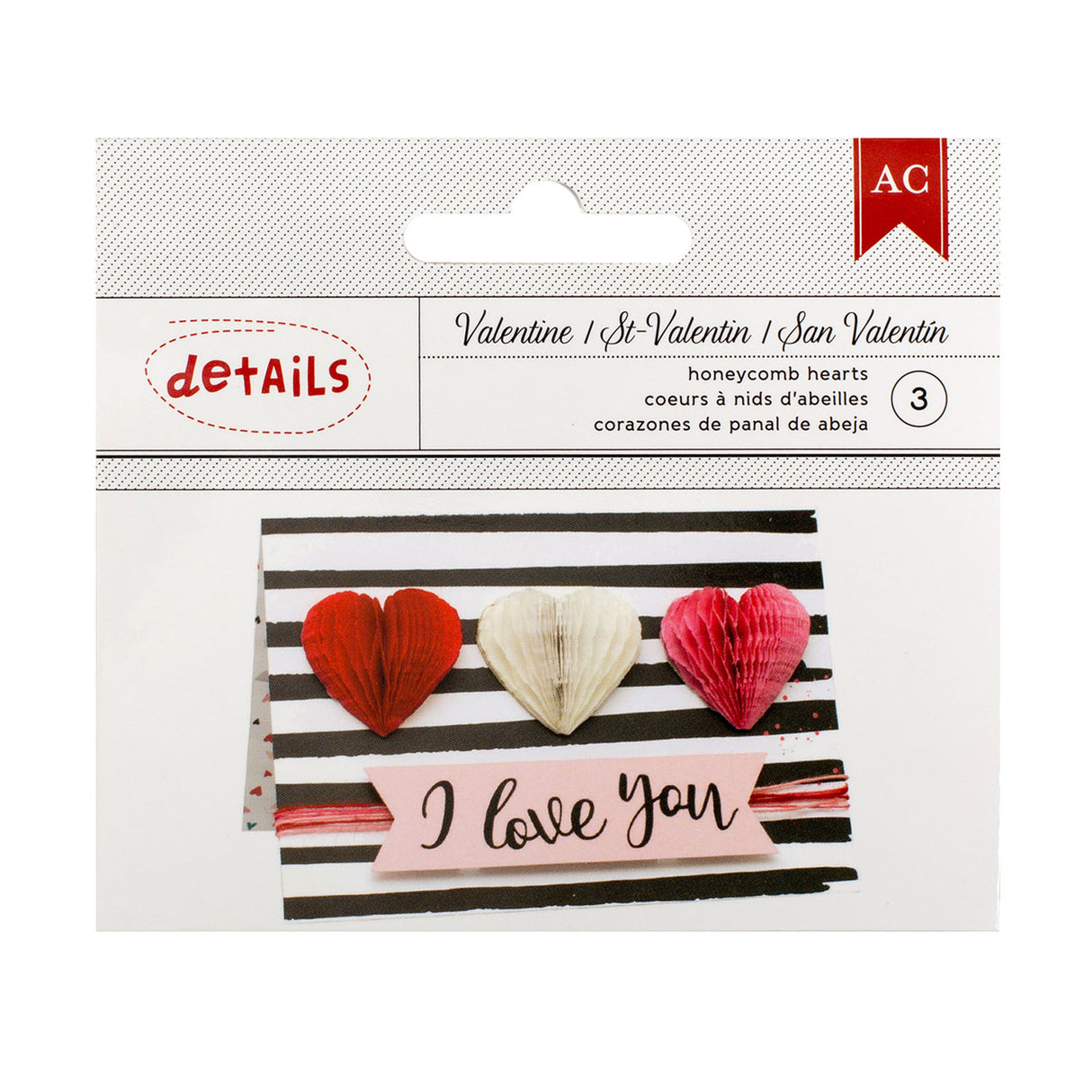 Amerikansk håndværk • valentines hjerte honeycomb x3