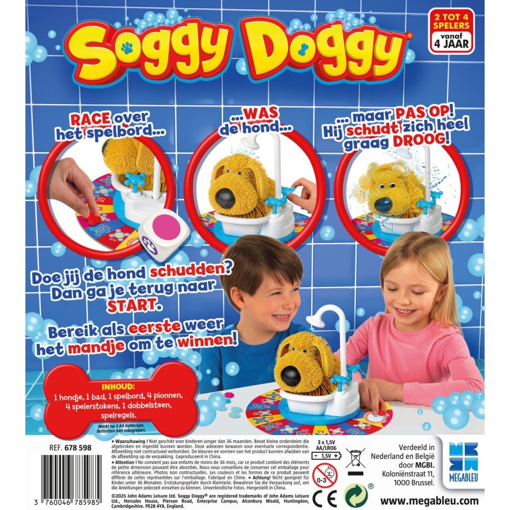 Megableu soggy doggy - sjovt actionspil til børn - børnespil fra 4 år - 2 til 4 spillere - skørt vandsjov