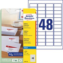 Adresselabels avery j4791-25 laser hvid