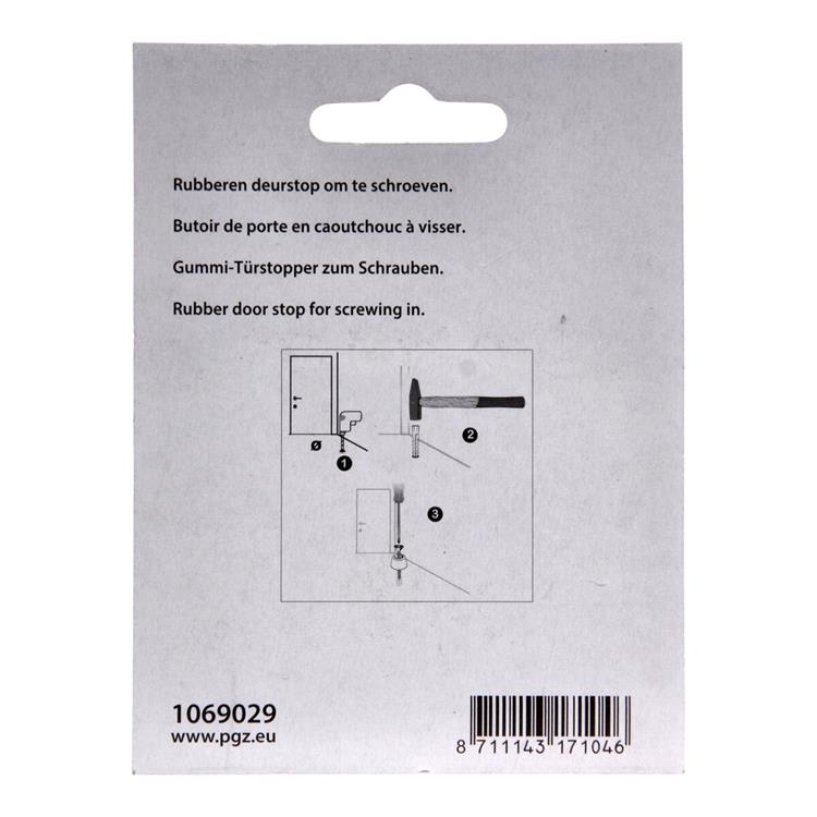 Mack 1069029 - dørstop gummi + skrue sort 30 x 25 mm 2 stk | 6 stk