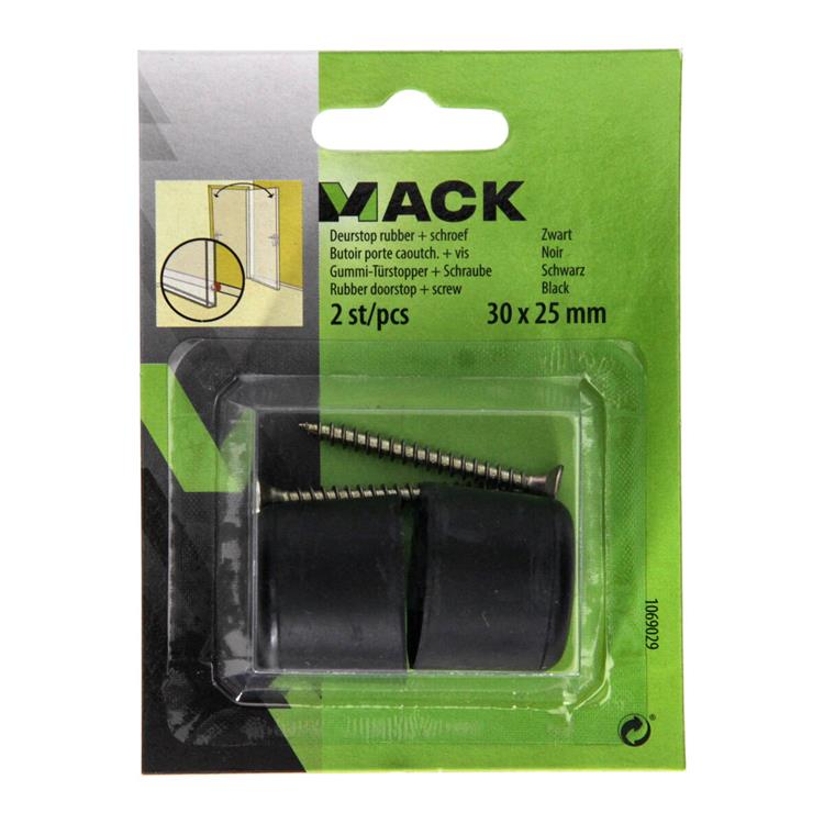 Mack 1069029 - dørstop gummi + skrue sort 30 x 25 mm 2 stk | 6 stk