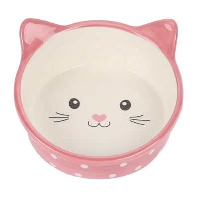 Glad kattefoderskål polka pink creme