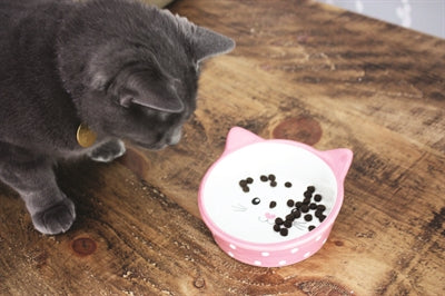 Glad kattefoderskål polka pink creme