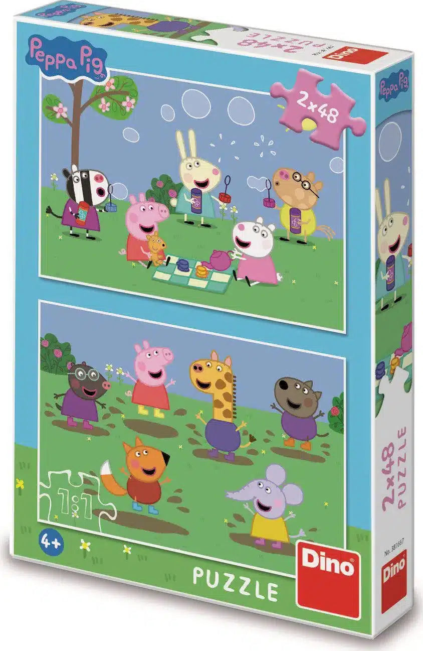Dinotoys dino puslespil - peppa pig og hendes venner - 2 x 48 brikker