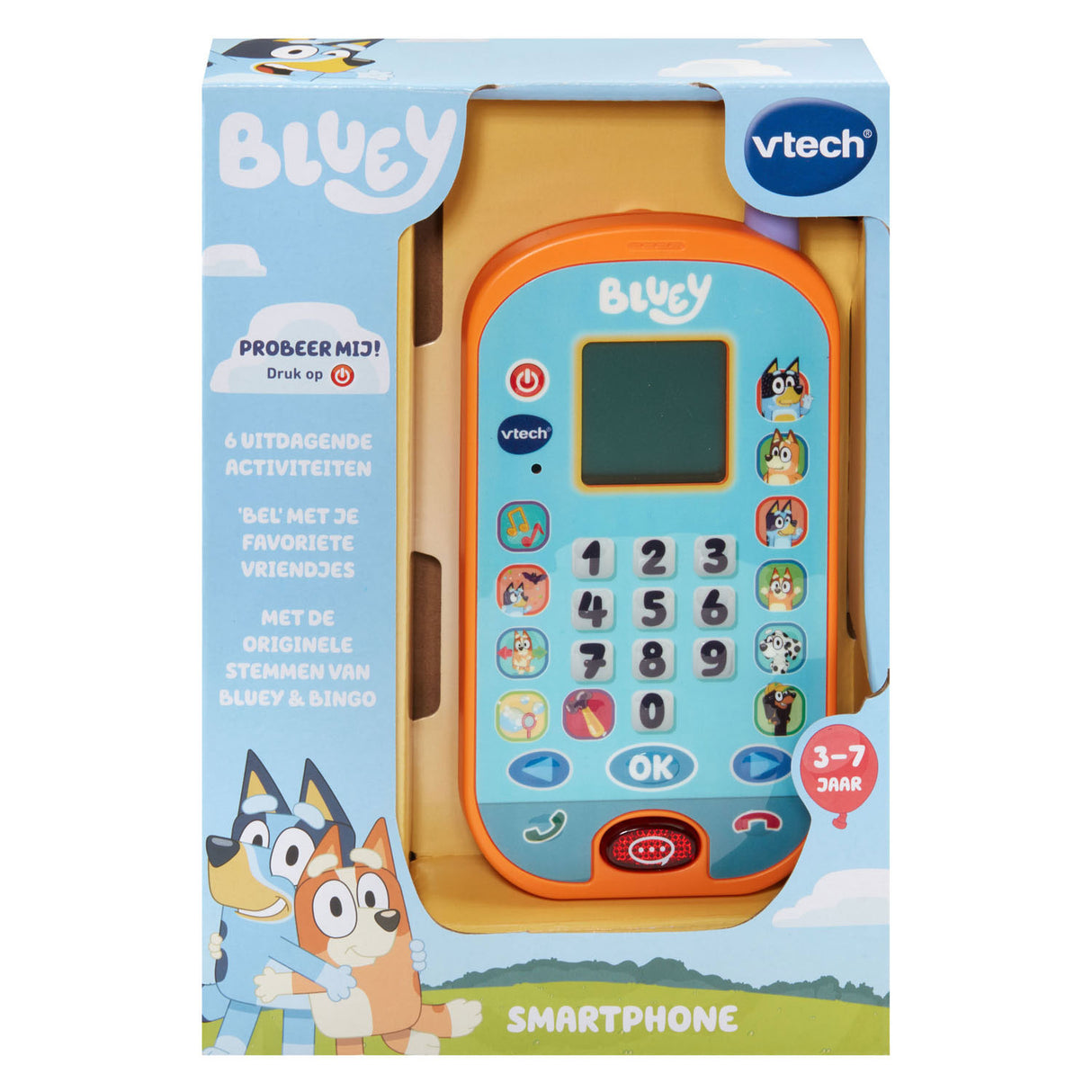 Vtech bluey smartphone - 4 muntre spil - se sjove animationer - pædagogisk legetøj - hollandsk talt - fra 3 år