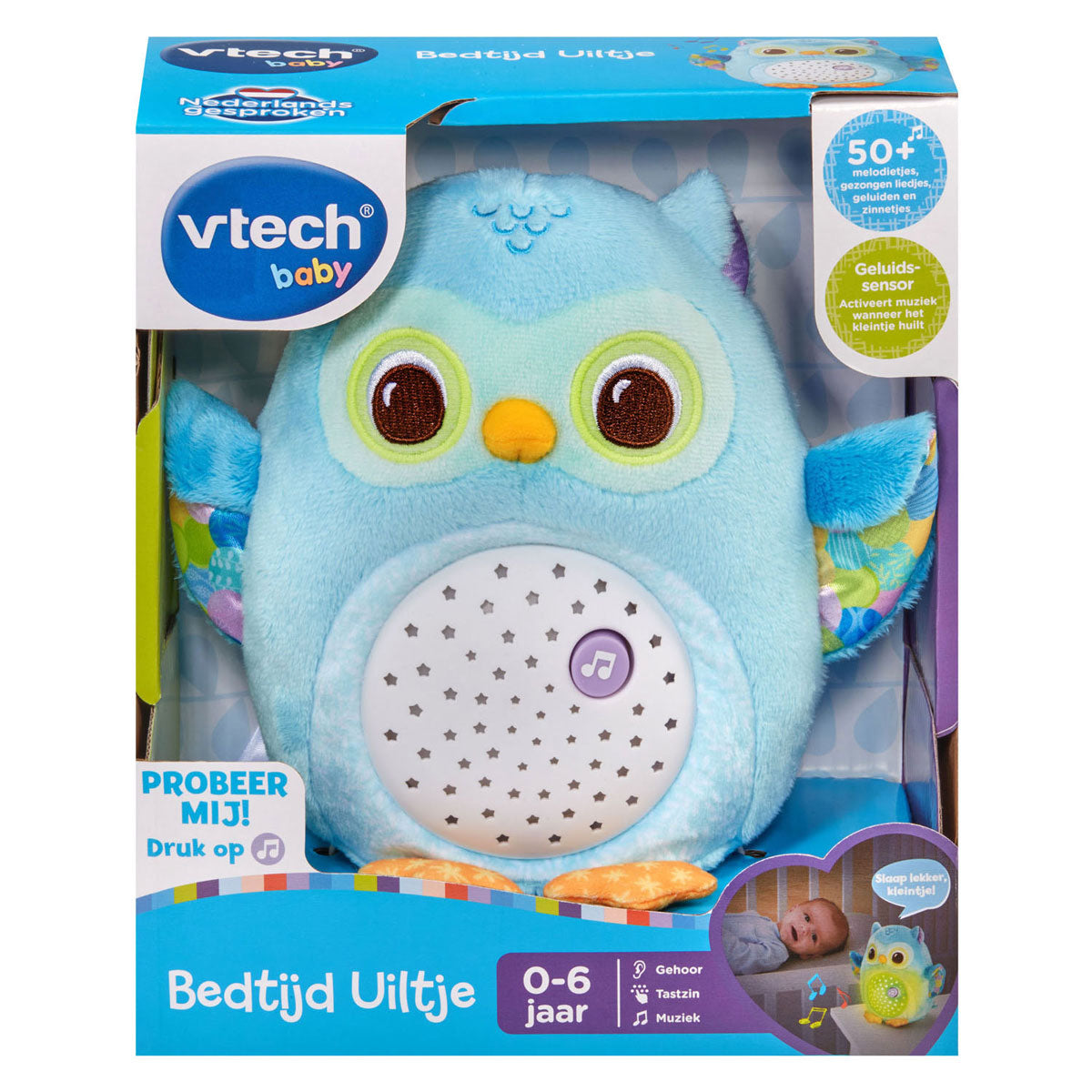 Vtech sengeugle blå - interaktivt kæletøj - musik og naturlyde - fra 0 til 6 år