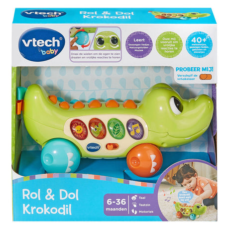 Vtech baby dyrevenner krokodille - pædagogisk babylegetøj - aktivitetsrulle med lys og lydeffekter - gave - fra 6 måneder