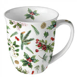 Ambiente krus vintergrønt 400ml porcelæn hvid dia10x10,5cm