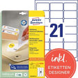 Umærkede sans marque genklæbbare etiketter avery l6023-25 hvid