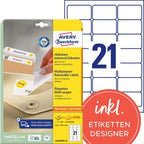 Umærkede sans marque genklæbbare etiketter avery l6023-25 hvid