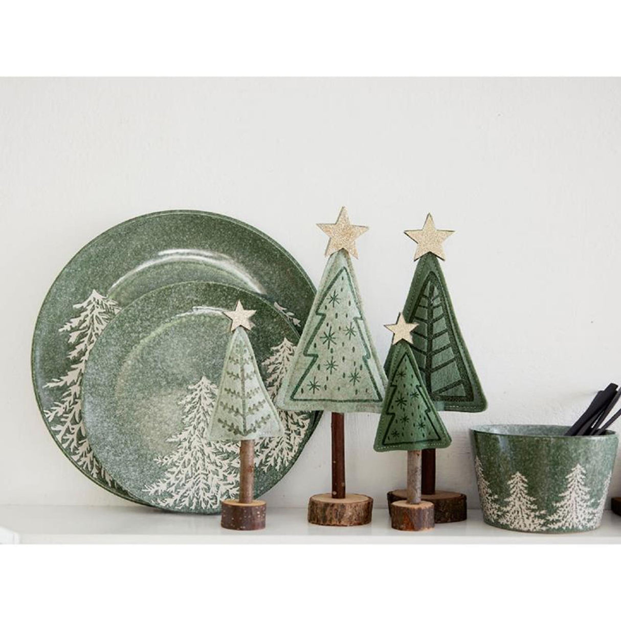 Decoris billede Juletræ filt grøn 20cm