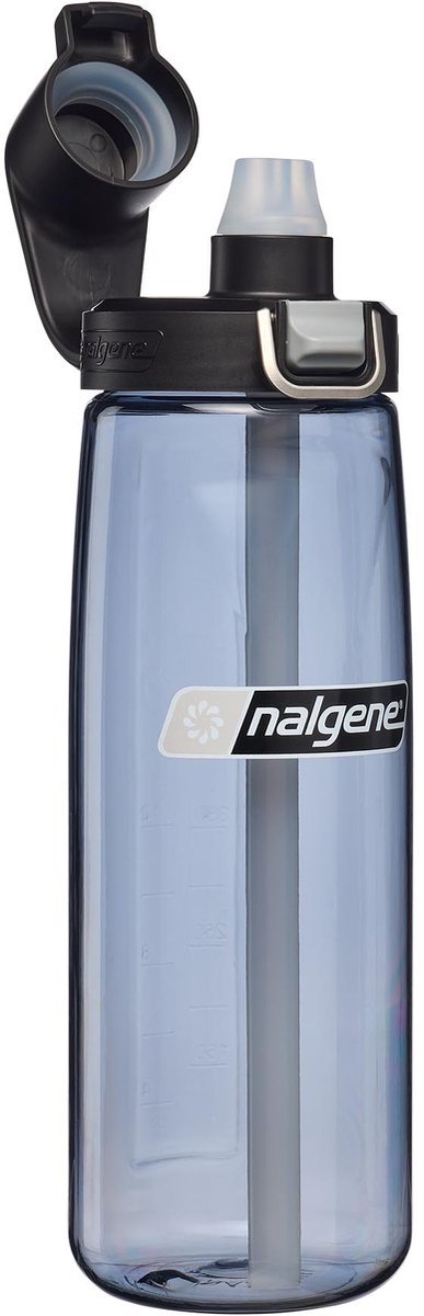 Nalgene - halmflaske - drikkeflaske - vandflaske - sugerør - 650ml grå sort hætte sustain ny!