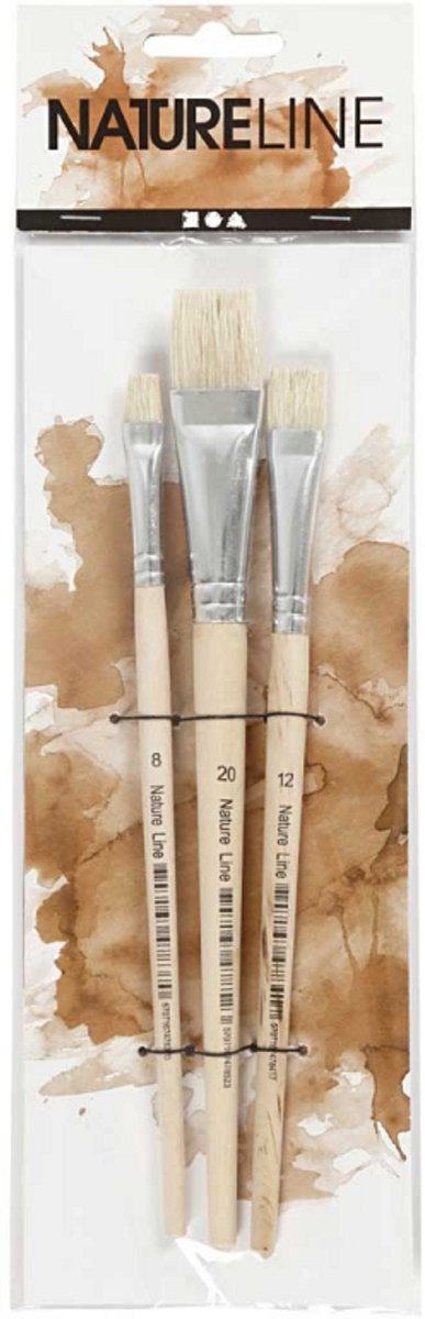 Creativ virksomhed http: www.cchobby.nl nature-line-brushes-size-8-12-20-l-18-5-20-5-cm-b-10-20-mm-flad-3-piece-1-box