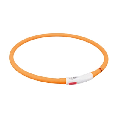 Trixie lysende hundehalsbånd USB genopladelig silikone orange