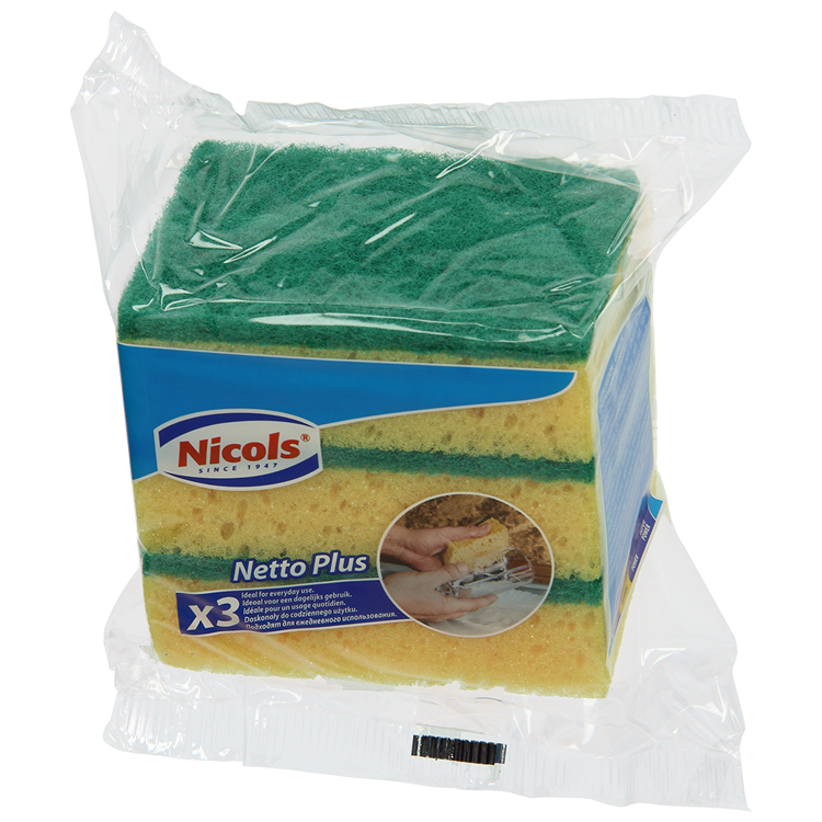 Nicols 1061449 - syntetisk skuresvamp net plus x3 | 6 stk