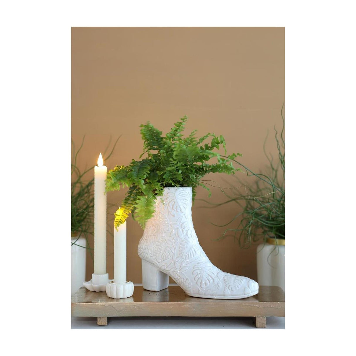 Idéer 4 sæsoner vase bootie creme ø7x22x19cm
