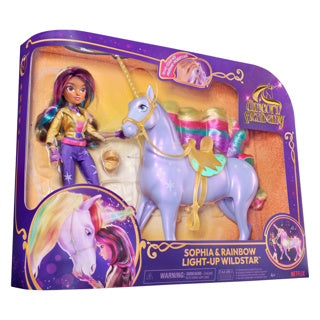 Unicorn academy - sophia rainbow light magic wildstar - modedukke med interaktiv enhjørning med lys lyd og musik