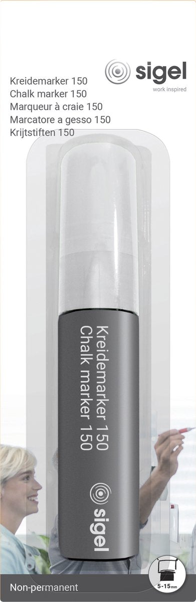 Sigel kridtmarkør - mejselspids 5-15mm - hvid - si-ba171