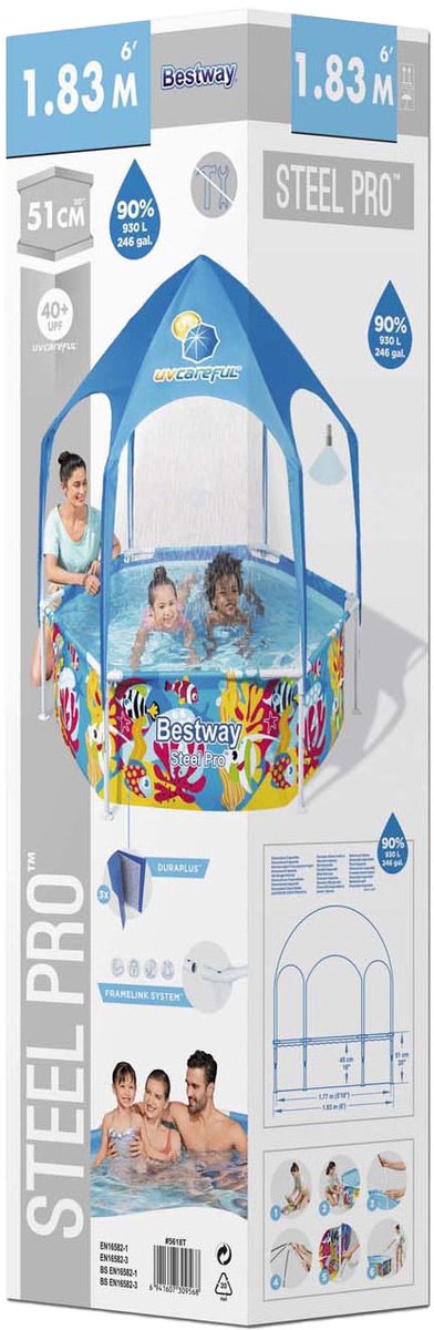 Bestway - børnepool - stål - pro - uv - forsigtig - over jorden - 183x51 - cm