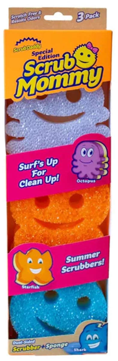 Scrub daddy scrub mommy - strandvenner - limited edition - - 3-pak - rengøringssvamp