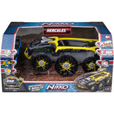 Nikko rc car Hercules - genopladelig USB-C styret bil med batteri til indendørs og udendørs - til børn fra 6 år - specialfunktion med 6 hjul - stuntbil med 360° rotation - 30 cm
