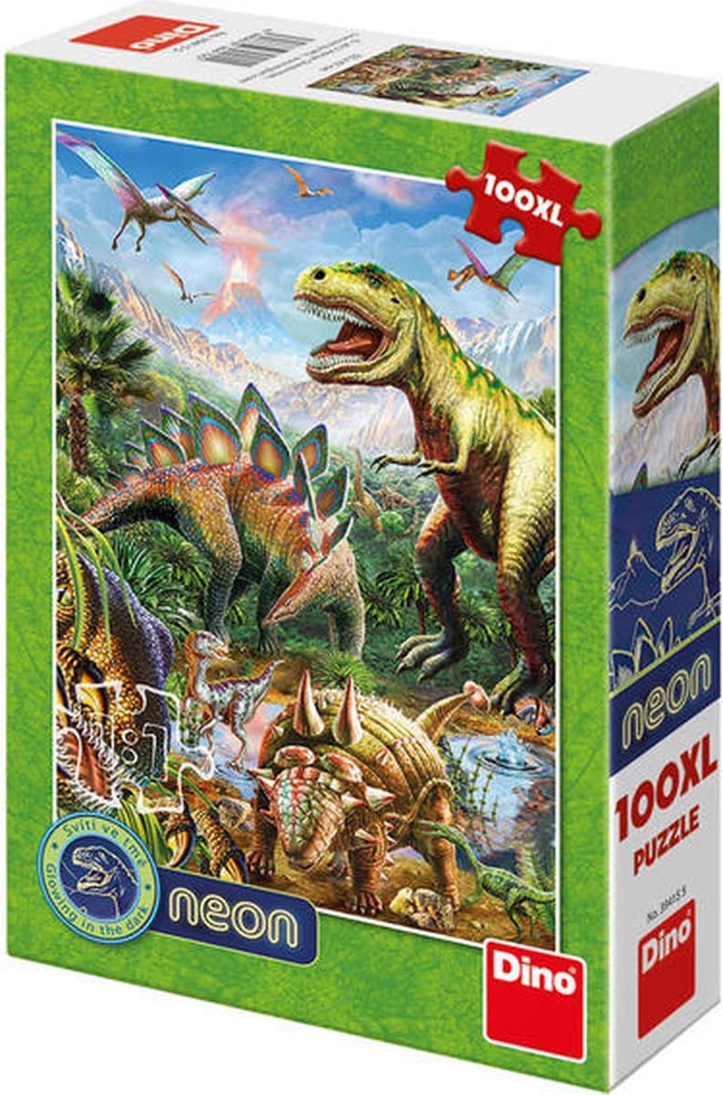 Dinotoys dino neon dinosaur puslespil - 100 xl brikker