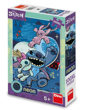 Dinotoys dino puslespil fra Disneys stitch neon - 100 xl brikker