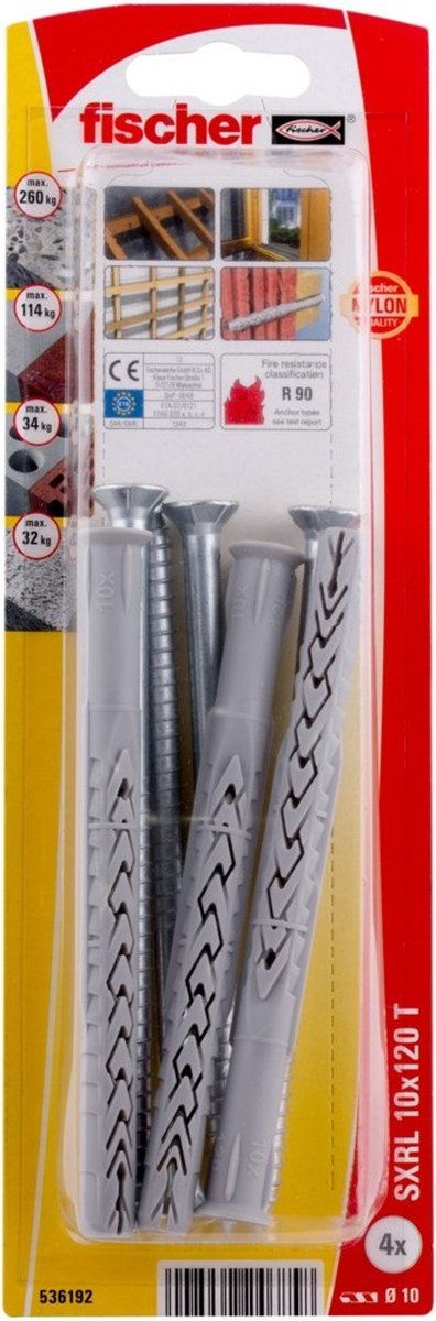 Fischer sxrl 10 x 120 t k nv byggestik 120 mm 536192 1 sæt(er)